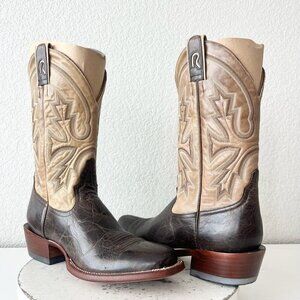 Rod Patrick Mens Cowboy Boots 10AA Antique Mocha Bison Brown Western Blunt Toe